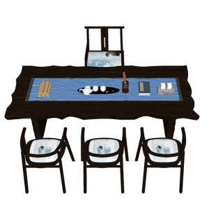 SketchUp模型丨组合模型[中式家具]书桌茶桌丨MX00169