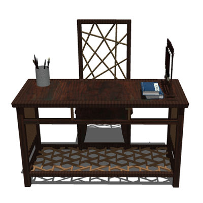 SketchUp模型丨组合模型[中式家具]书桌茶桌丨MX00173