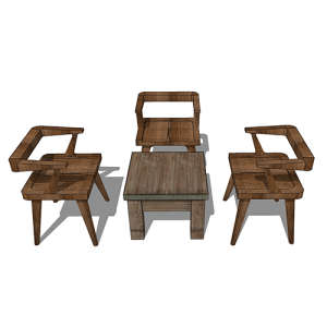 SketchUp模型丨组合模型[中式家具]书桌茶桌丨MX00186