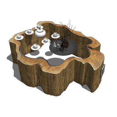 SketchUp模型丨组合模型[中式家具]书桌茶桌丨MX00187