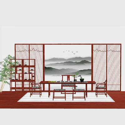 SketchUp模型丨组合模型[中式家具]桌椅组合丨MX00207
