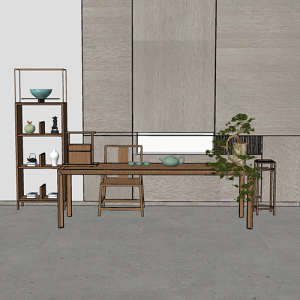 SketchUp模型丨组合模型[中式家具]桌椅组合丨MX00212