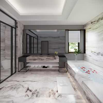 SketchUp模型丨场景模型[客厅空间]卫浴组合丨ZH00023