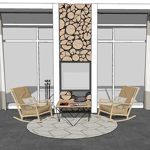 SketchUp模型丨场景模型[民宿软装随手搭]北欧乡村客厅丨MX00310