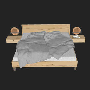 SketchUp模型丨单体模型[北欧家具]民宿度假风床丨MX00332
