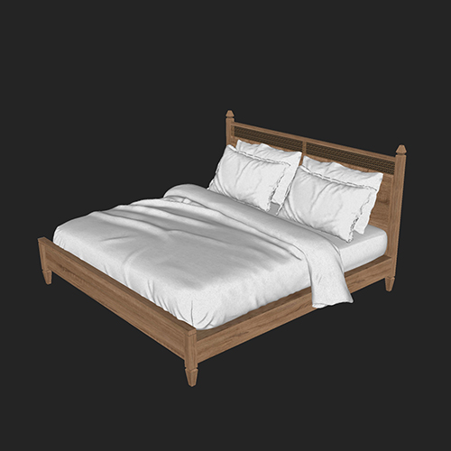 SketchUp模型丨单体模型[北欧家具]民宿度假风床丨MX00333