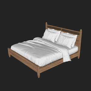 SketchUp模型丨单体模型[北欧家具]民宿度假风床丨MX00333