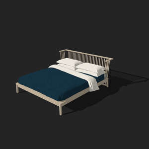 SketchUp模型丨单体模型[北欧家具]民宿度假风床丨MX00334
