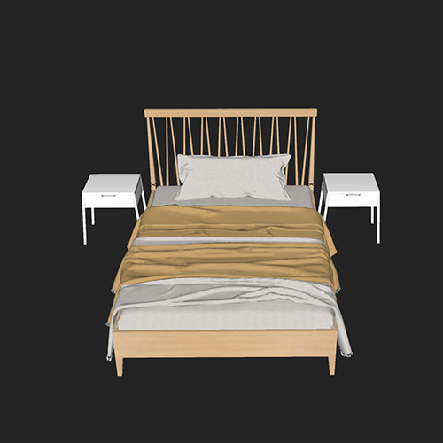 SketchUp模型丨单体模型[北欧家具]民宿度假风床丨MX00338