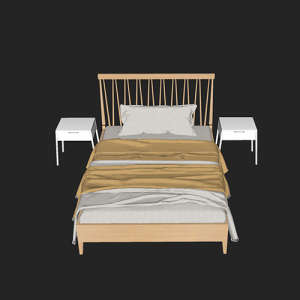 SketchUp模型丨单体模型[北欧家具]民宿度假风床丨MX00338