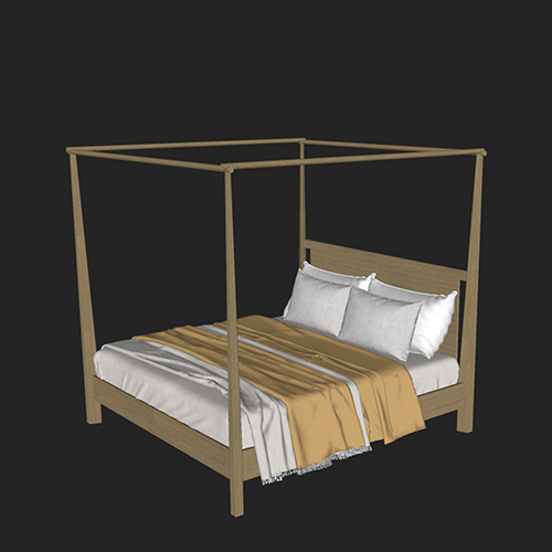 SketchUp模型丨单体模型[北欧家具]民宿度假风床丨MX00340