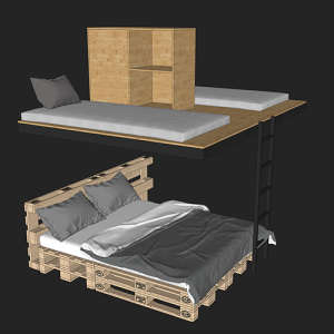 SketchUp模型丨单体模型[北欧家具]青旅高低床丨MX00425