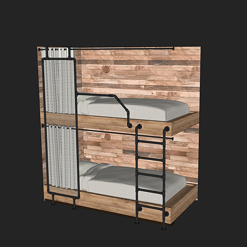 SketchUp模型丨单体模型[北欧家具]青旅高低床丨MX00427