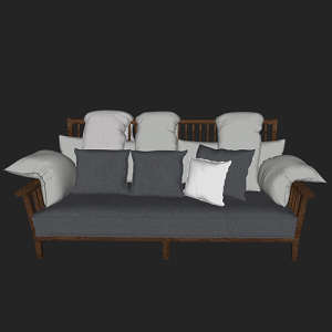 SketchUp模型丨单体模型[北欧家具]民宿风沙发丨MX00433