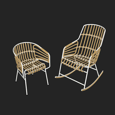 SketchUp模型丨单体模型[北欧家具]民宿风藤条椅丨MX00456