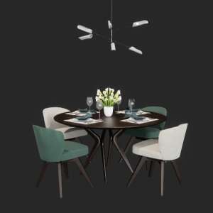 SketchUp模型丨模型库[单体模型]客厅餐桌椅 丨DT000363