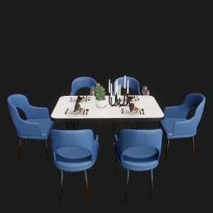 SketchUp模型丨模型库[单体模型]客厅餐桌椅 丨DT000365