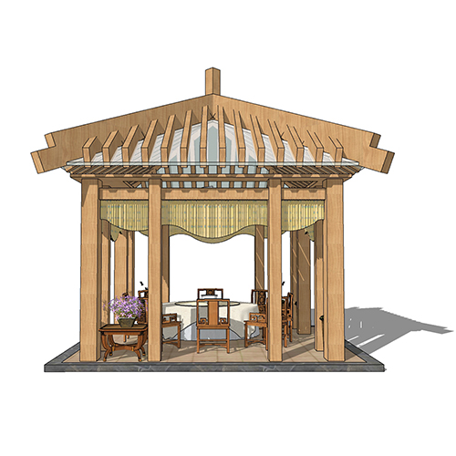 SketchUp模型丨景观模型丨新中式景观亭丨ID_JG010001