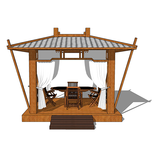 SketchUp模型丨景观模型丨新中式景观亭丨ID_JG010012