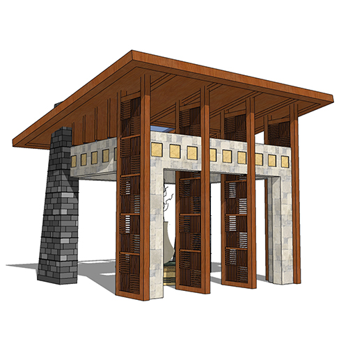 SketchUp模型丨景观模型丨新中式景观亭丨ID_JG010016