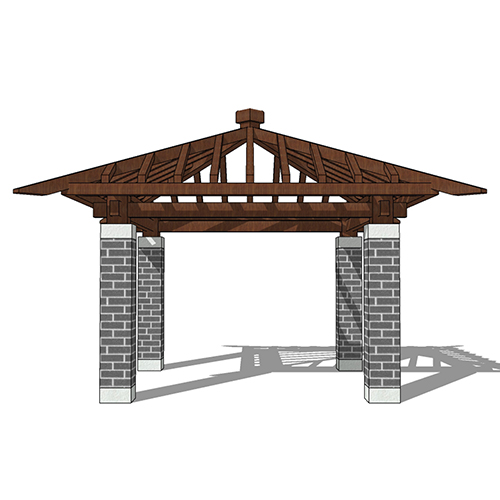 SketchUp模型丨景观模型丨新中式景观亭丨ID_JG010031