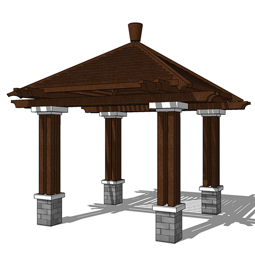 SketchUp模型丨景观模型丨新中式景观亭丨ID_JG010032