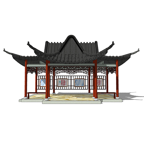 SketchUp模型丨景观模型丨新中式景观亭丨ID_JG010036