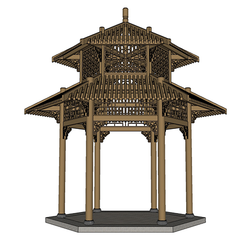 SketchUp模型丨景观模型丨新中式景观亭丨ID_JG010059