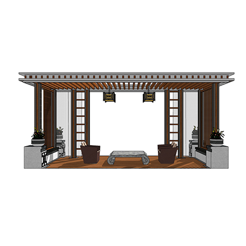 SketchUp模型丨景观模型丨新中式景观亭丨ID_JG010064