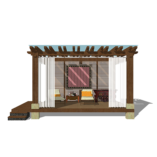 SketchUp模型丨景观模型丨新中式景观亭丨ID_JG010083