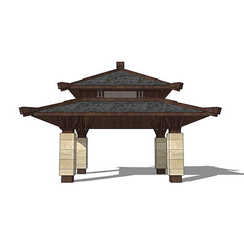 SketchUp模型丨景观模型丨新中式景观亭丨ID_JG010085