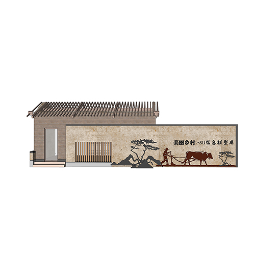 SketchUp模型丨景观模型丨民宿入口景墙 丨ID_JG010091