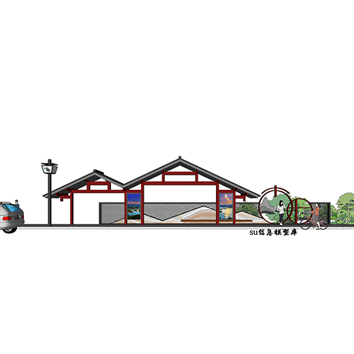 SketchUp模型丨景观模型丨民宿入口景墙 丨ID_JG010092
