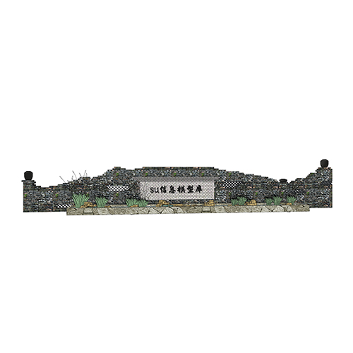 SketchUp模型丨景观模型丨民宿入口景墙 丨ID_JG010094