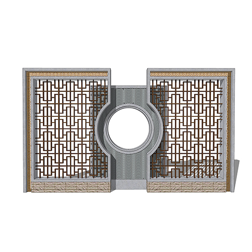 SketchUp模型丨景观模型丨民宿入口景墙 丨ID_JG010096