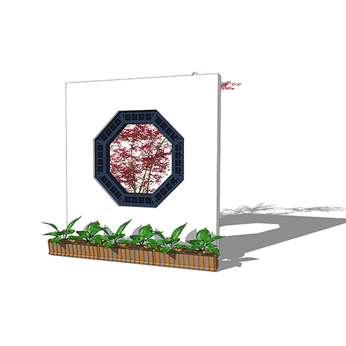 SketchUp模型丨景观模型丨民宿入口景墙 丨ID_JG010098