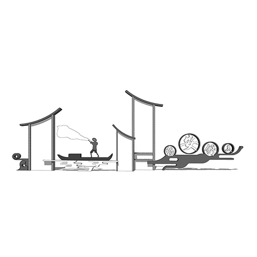 SketchUp模型丨景观模型丨民宿入口景墙 丨ID_JG010107