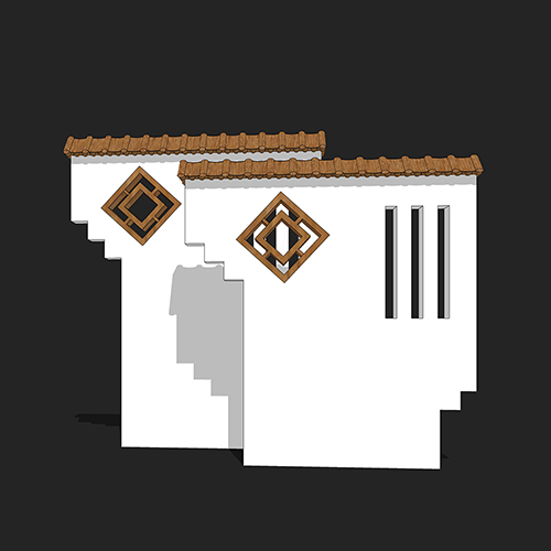 SketchUp模型丨景观模型丨民宿入口景墙 丨ID_JG010108