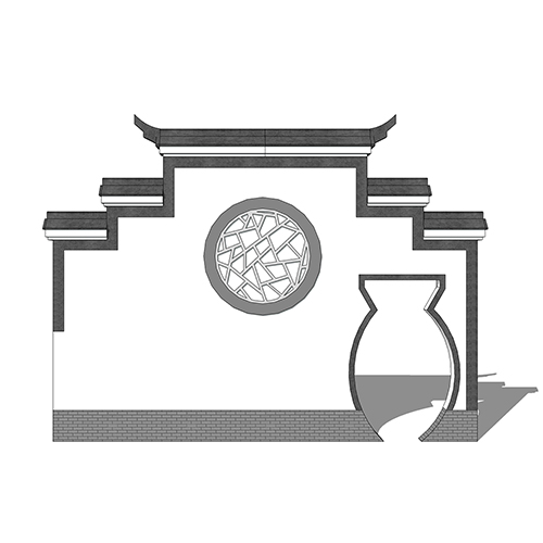 SketchUp模型丨景观模型丨民宿入口景墙 丨ID_JG010109