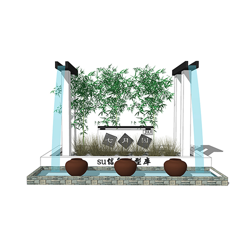 SketchUp模型丨景观模型丨民宿入口景墙 丨ID_JG010115