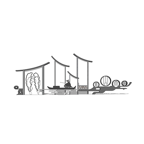 SketchUp模型丨景观模型丨民宿入口景墙 丨ID_JG010120