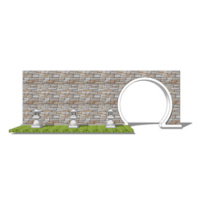 SketchUp模型丨景观模型丨民宿入口景墙 丨ID_JG010132