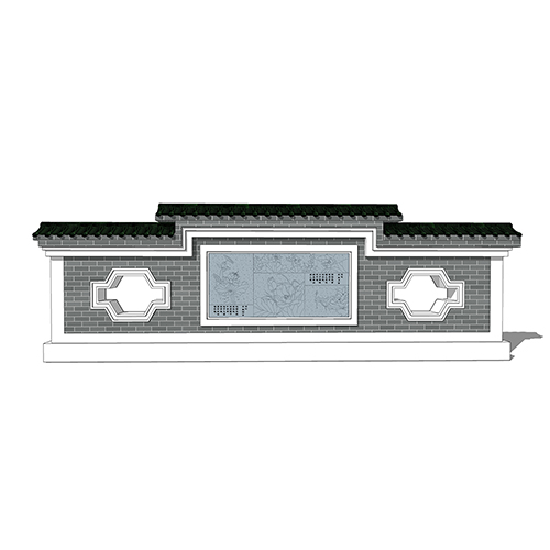 SketchUp模型丨景观模型丨民宿入口景墙 丨ID_JG010133