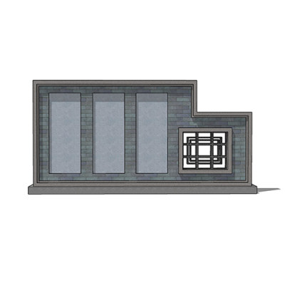 SketchUp模型丨景观模型丨民宿入口景墙 丨ID_JG010134