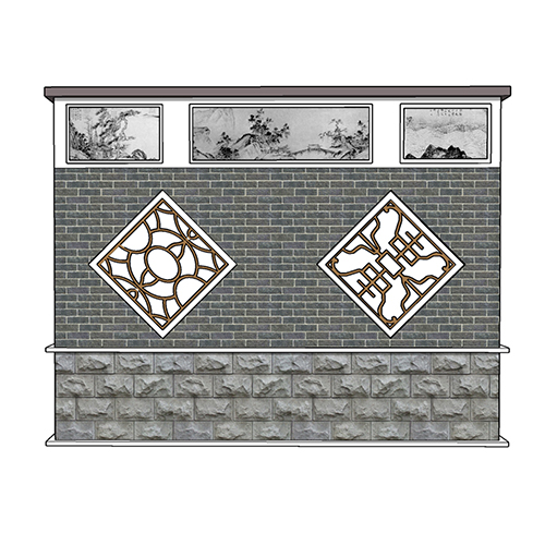 SketchUp模型丨景观模型丨民宿入口景墙 丨ID_JG010135