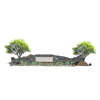 SketchUp模型丨景观模型丨民宿入口景墙 丨ID_JG010136