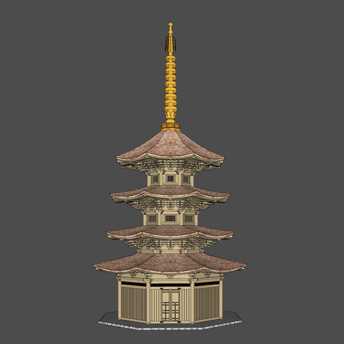SketchUp模型丨景观模型丨安楽寺八角三重塔 丨ID_JG010140