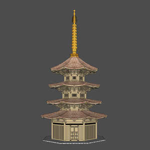 SketchUp模型丨景观模型丨安楽寺八角三重塔 丨ID_JG010140