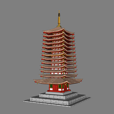SketchUp模型丨景观模型丨古建塔楼日式 丨ID_JG010144