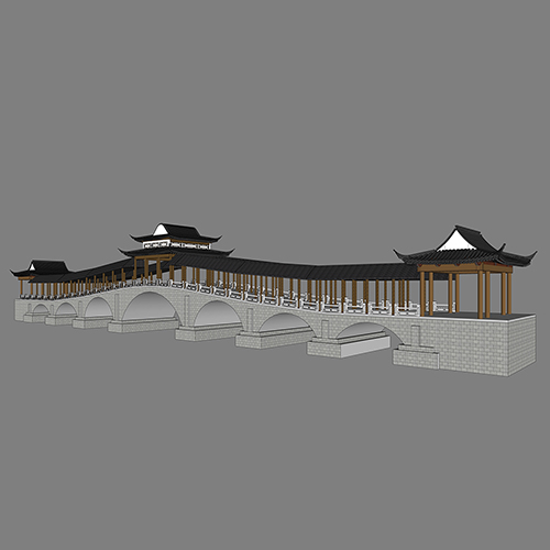 SketchUp模型丨景观模型丨廊桥 丨ID_JG010153